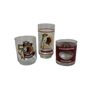 Vintage NFL Redskins Tumblers Mobil Promotional Glass Drinkware